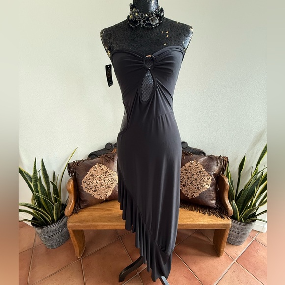 Dots Lingerie Dresses & Skirts - Dots Lingerie NWT Black Keyhole Strapless Asymmetrical Ruffle Hem Dress